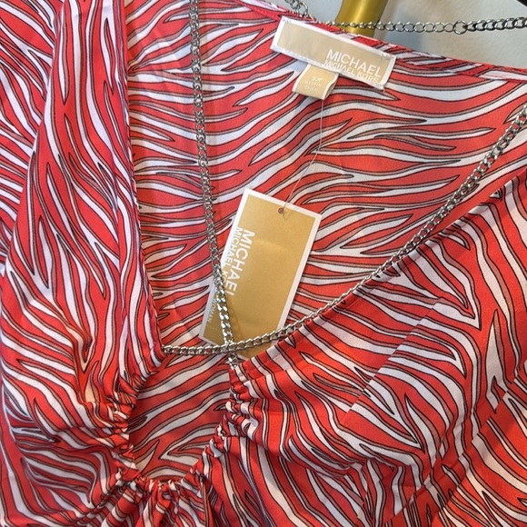 Michael Kors pink Zebra Print Chain trim blouse NWT 3X - Picture 6 of 12